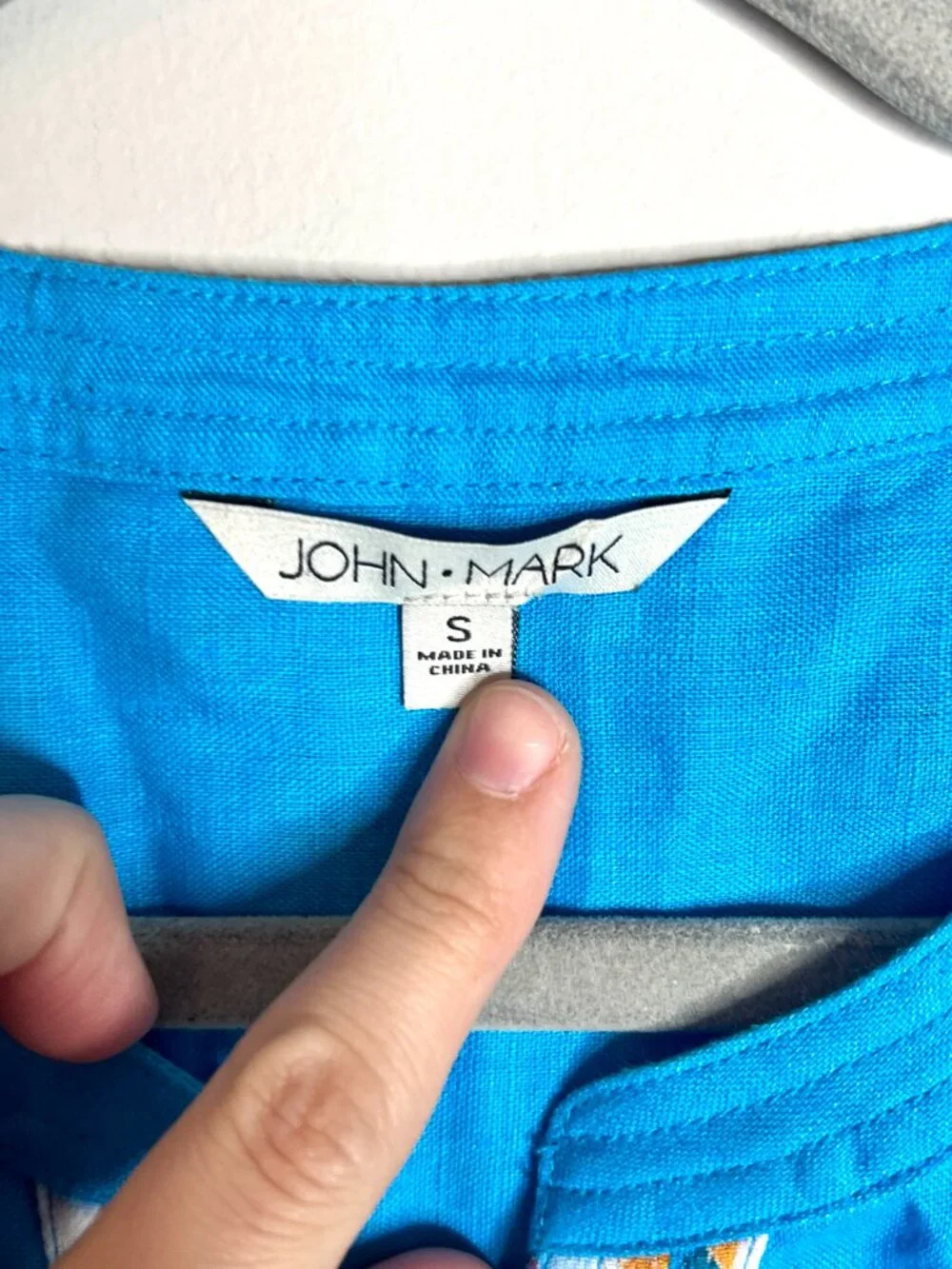 John Mark Turquoise Floral Embroidered Tunic Bohemian Colorful Artsy Button-Up S - Picture 4 of 7